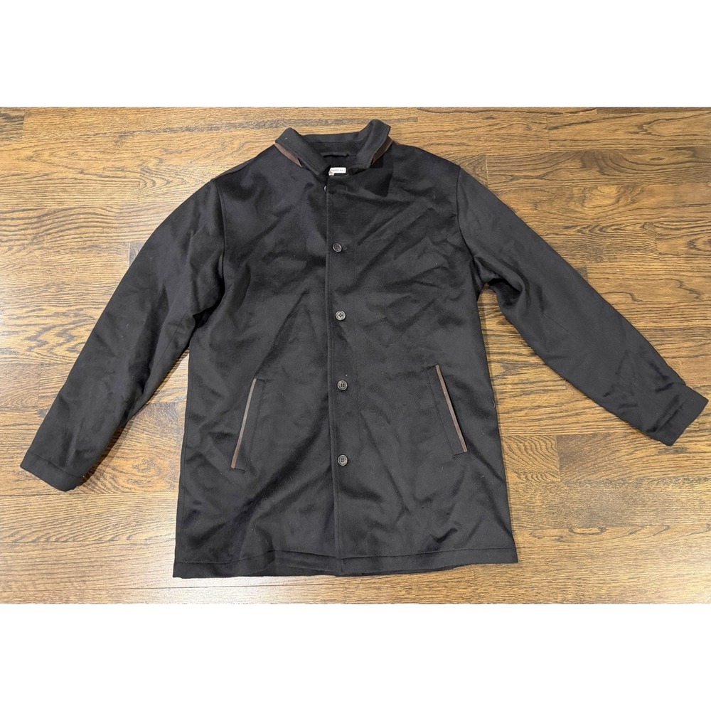 Peter Millar Crown Fleece Overcoat Mens Large Black Wool Cashmere Coat Classic